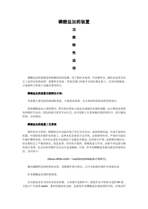 磷酸盐加药装置功能特性说明