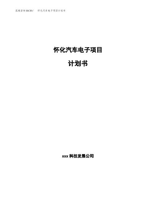 怀化汽车电子项目计划书