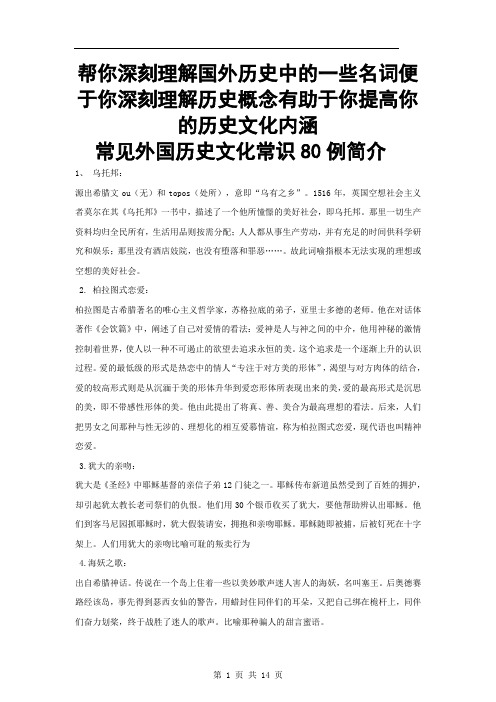 常见的国外历史文化常见专业名词简介