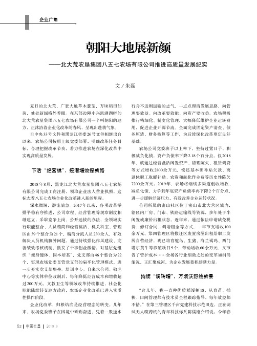 朝阳大地展新颜——北大荒农垦集团八五七农场有限公司推进高质量