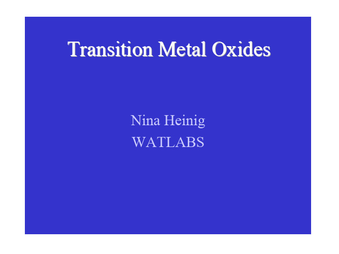 Transition Metal Oxides