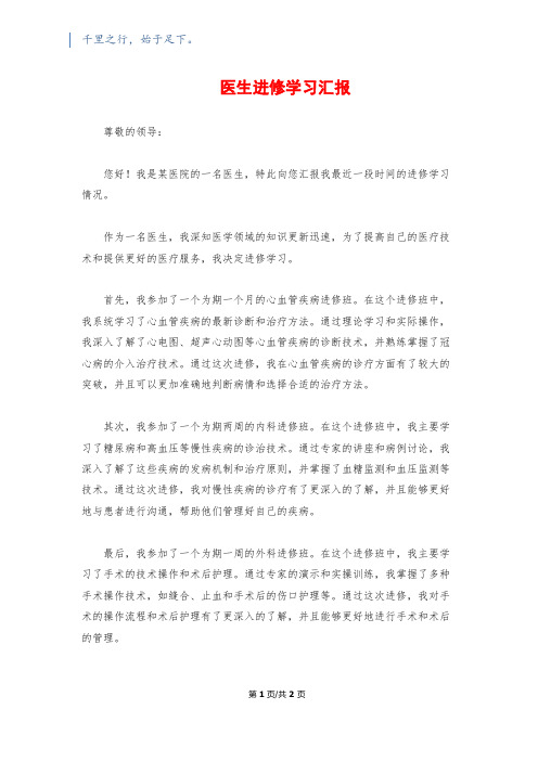 医生进修学习汇报