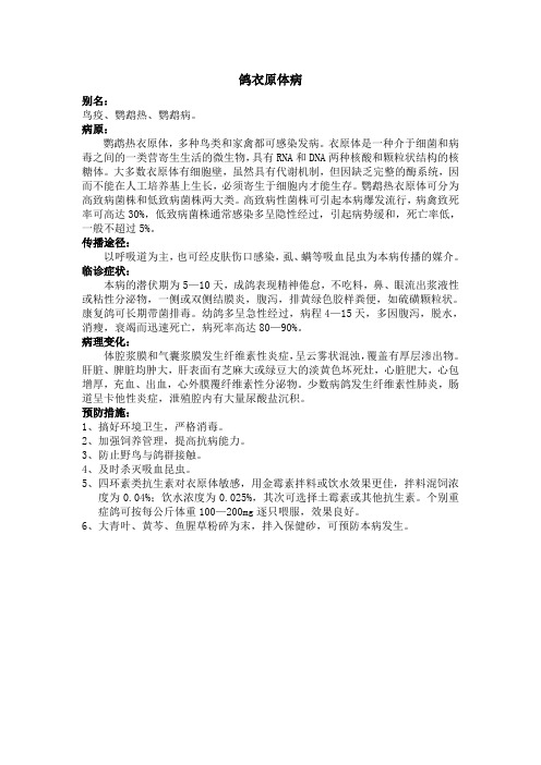 鸽衣原体病