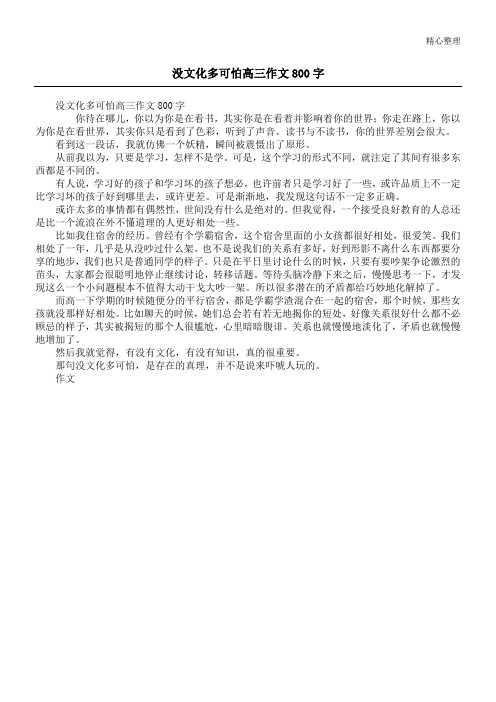 没文化多可怕高三作文800字
