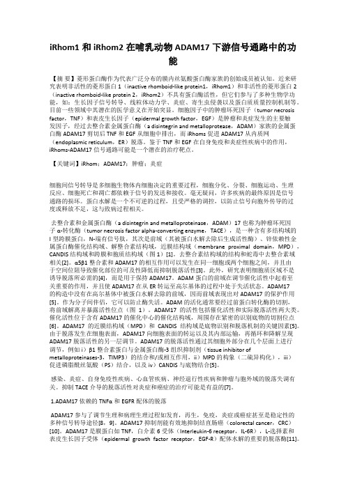 iRhom1和iRhom2在哺乳动物ADAM17下游信号通路中的功能