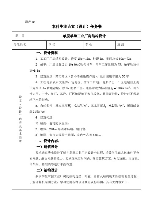 单层单跨工业厂房
