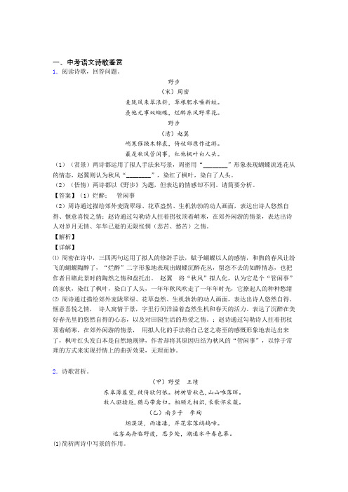 2020-2021备战中考语文诗歌鉴赏综合题及答案解析