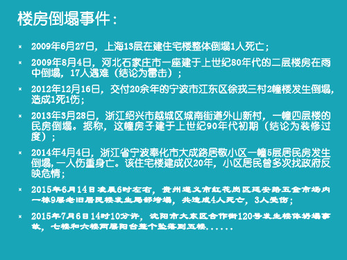 2009年至2015年8月楼房倒塌事件汇总