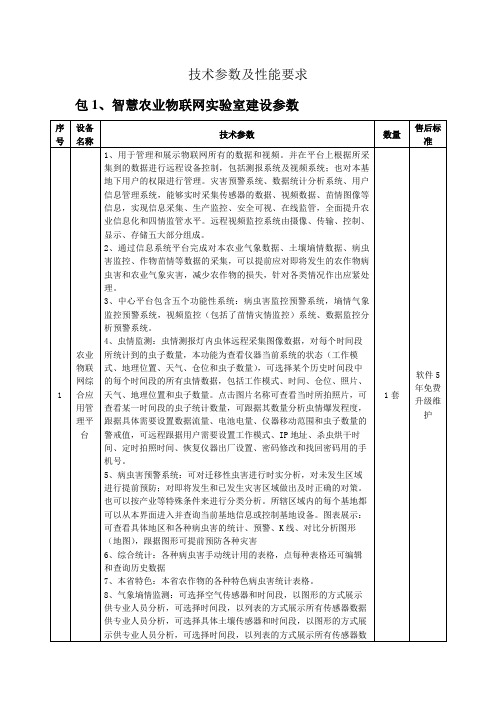技术参数及性能要求