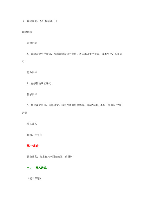《一块特别的石头》教学设计