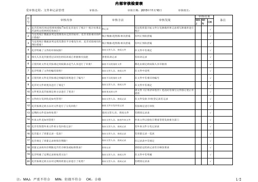 体系审核检查表_S1-2文件和记录