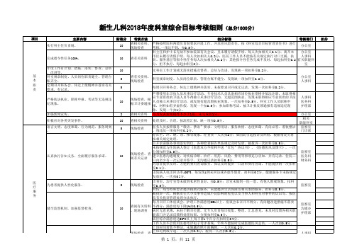 新生儿科综合目标考核细则