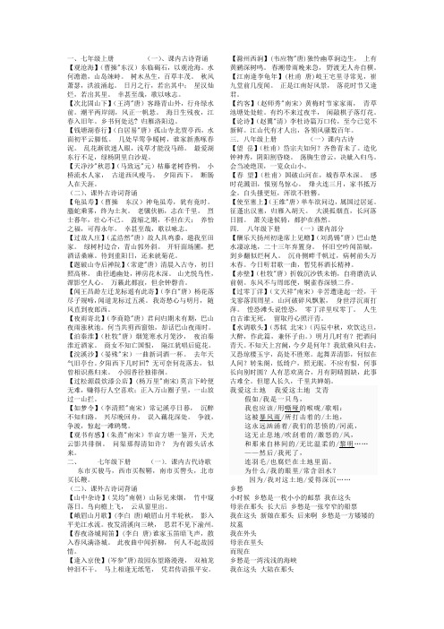 人教版初中语文古诗汇总