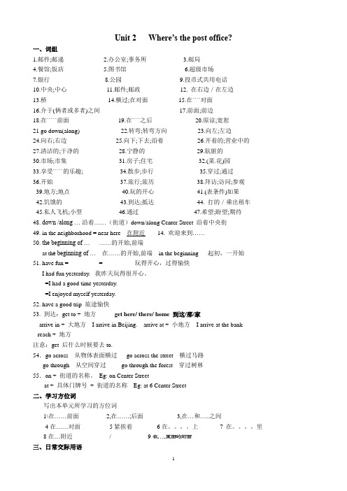 七下unit2 复习提纲(1)