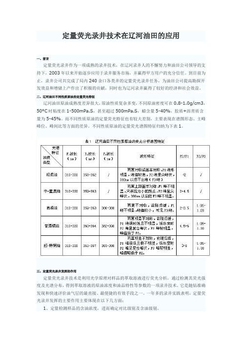 定量荧光录井技术在辽河油田的应用