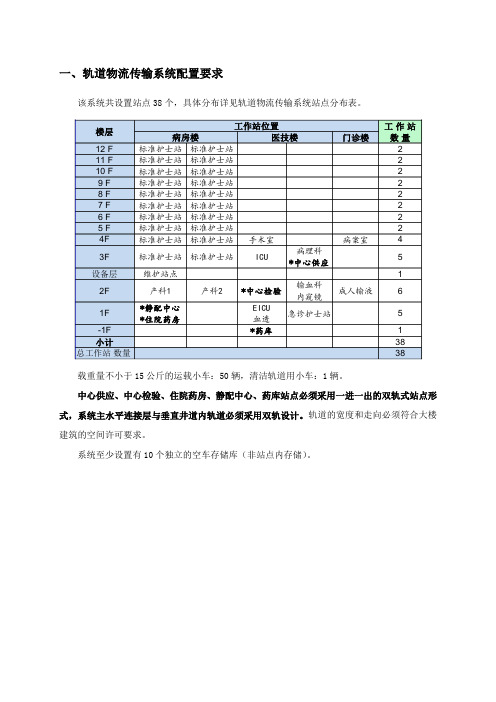 轨道物流传输系统配置要求