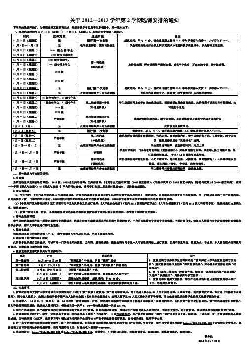 2012-2013-2学期选课安排