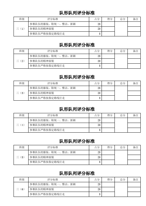 队形队列评分标准