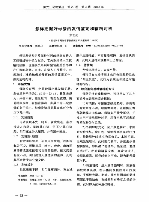 怎样把握好母猪的发情鉴定和输精时机