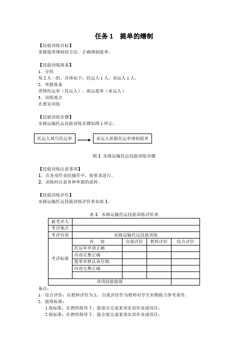 项目四 实训任务1提单的缮制[3页]