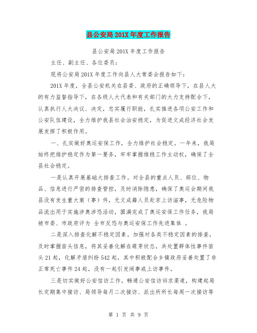 县公安局201X年度工作报告