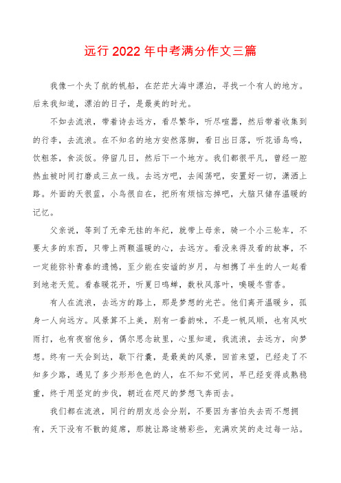 远行2022年中考满分作文三篇