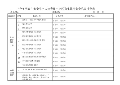 物业安全隐患排查表