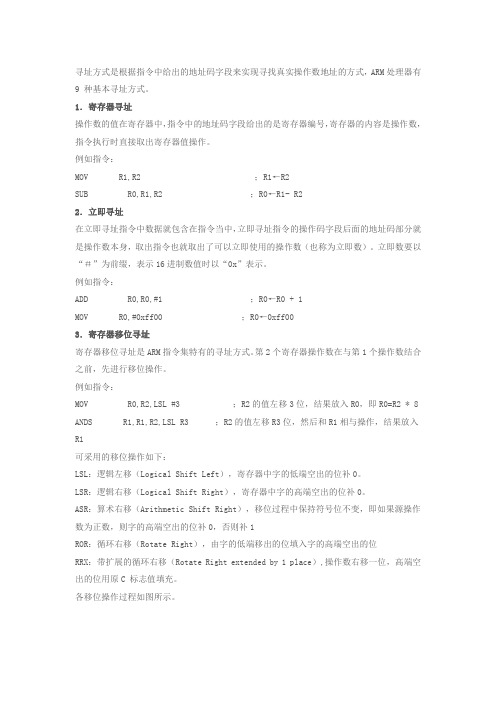 ARM处理器9种基本寻址方式