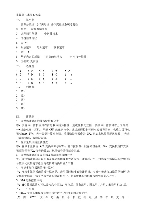 多媒体技术技术应用试题B答案.doc