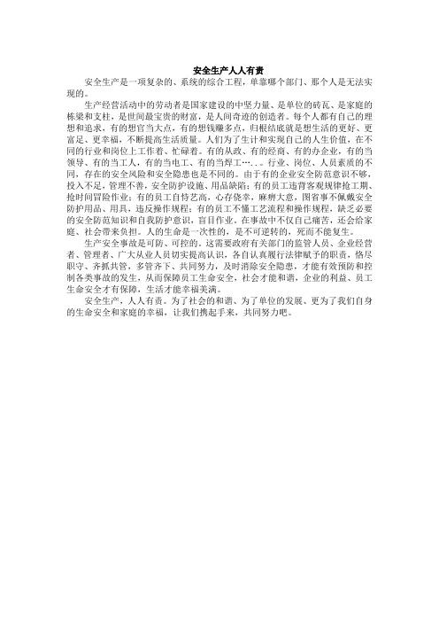 安全生产人人有责