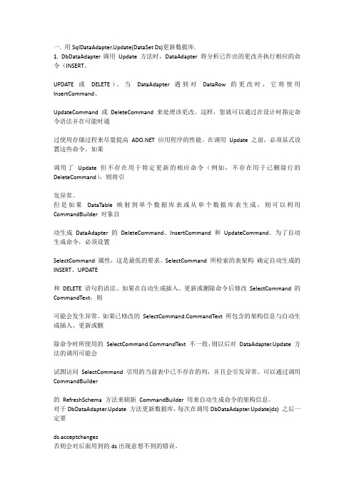 用SqlDataAdapter.Update(DataSet Ds)更新数据库.