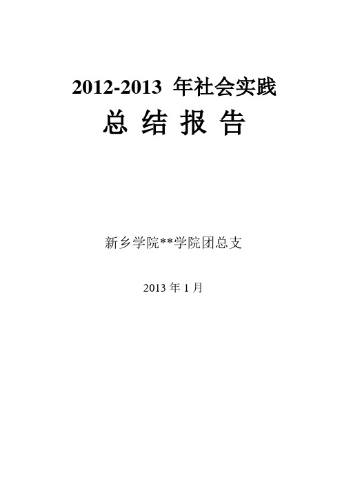 2012-2013年社会实践活动总结