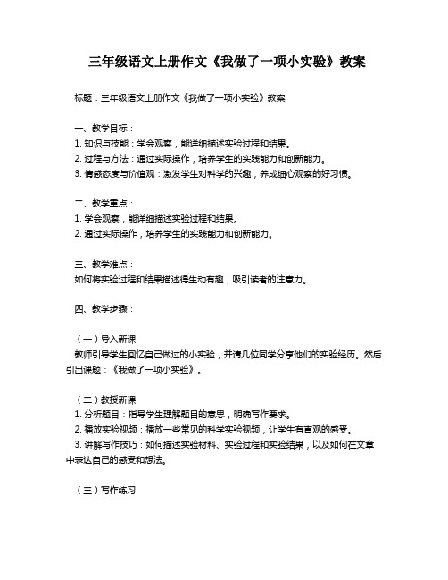 三年级语文上册作文《我做了一项小实验》教案