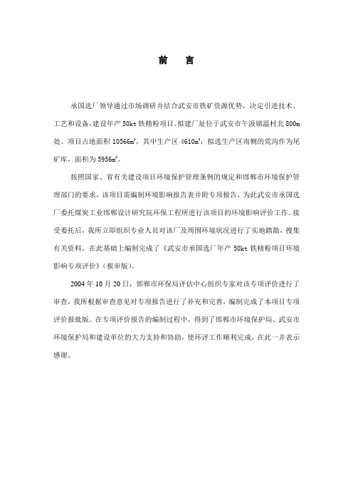铁精粉生产项目环境影响评估报告