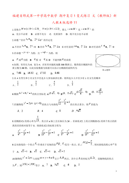 福建省邵武第一中学高中数学 期中复习1变式练习 文 (教师版) 新人教A版选修11
