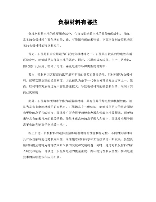 负极材料有哪些