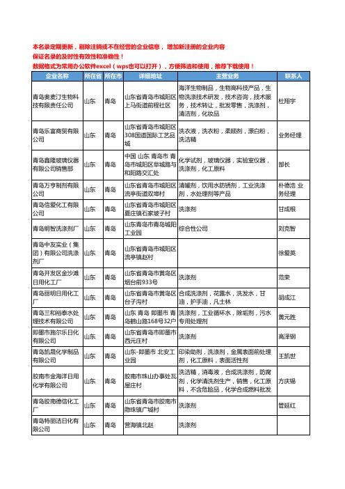 2020新版山东省青岛洗涤剂工商企业公司名录名单黄页大全42家