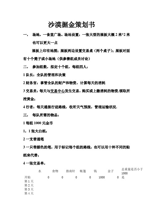 沙漠掘金策划书简约版