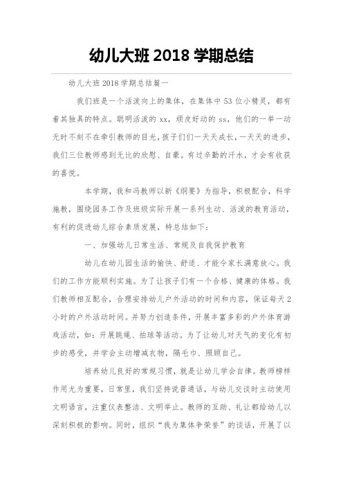 幼儿大班2018年度学期总结