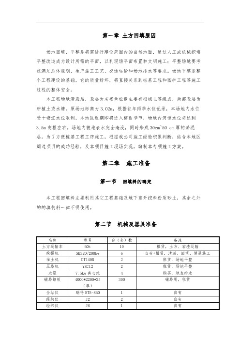 场地回填土专项工程施工组织设计方案