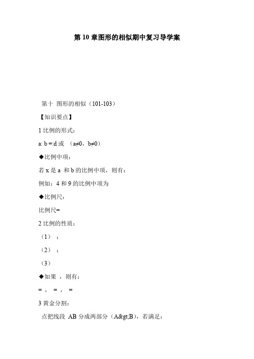 第10章图形的相似期中复习导学案