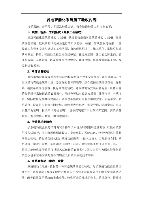 弱电智能化系统施工验收内容