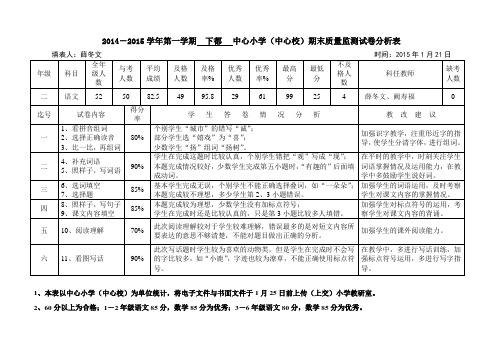 语文期末试卷分析表