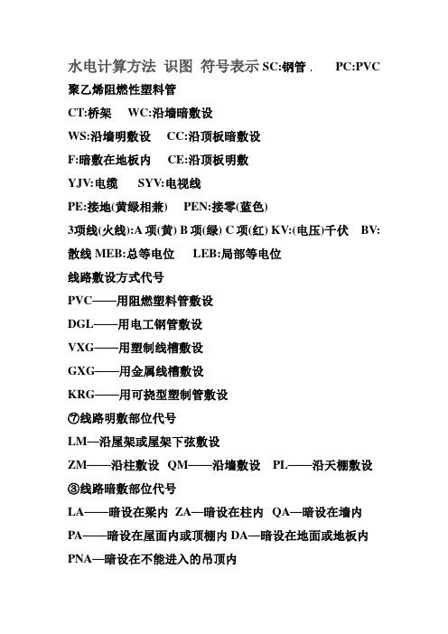 水电计算方法 识图 符号表示SC
