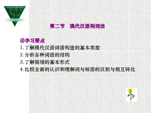1了解现代汉语词语构造的基本类型 2分析各种词语的结构