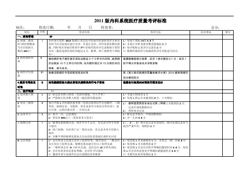 内科系统医疗质量考评标准