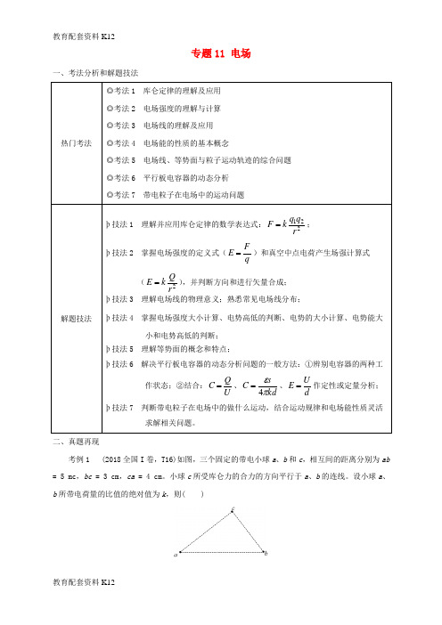 [配套K12]2019年高考物理 第一篇 选择题拿满分必须夯实的14种热考题型 专题11 电场题型抢分卷