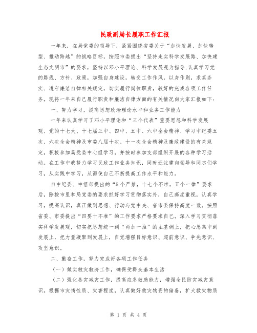 民政副局长履职工作汇报
