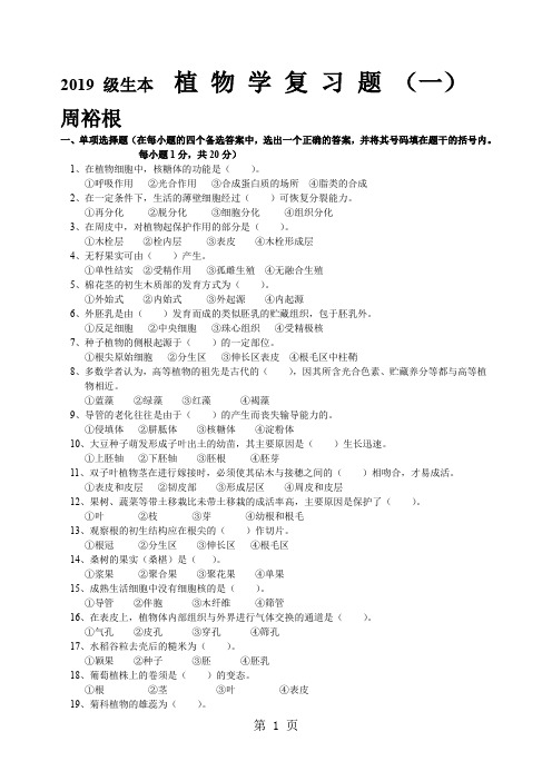 植物复习题及答案超详细版共17页word资料