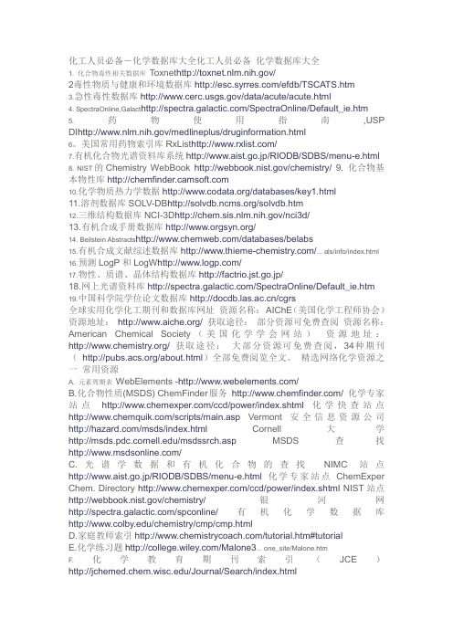 化学数据库大全